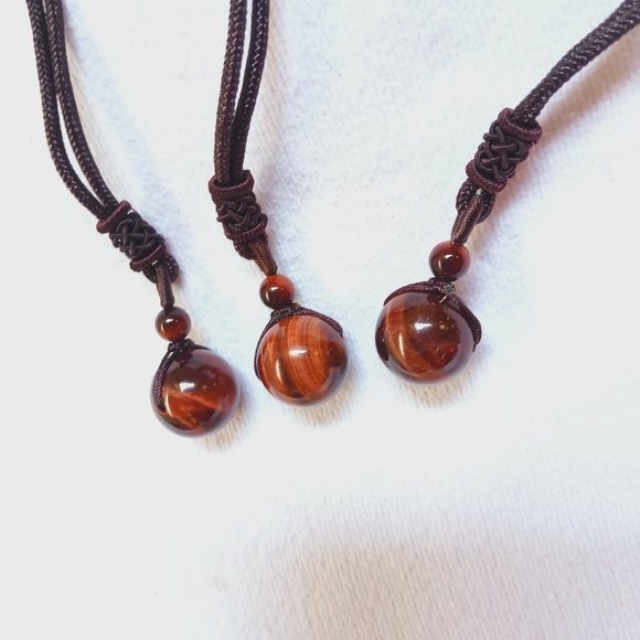 Red Tiger eye pendant draw string necklace beautiful marble crystal necklace - Picture 4 of 7